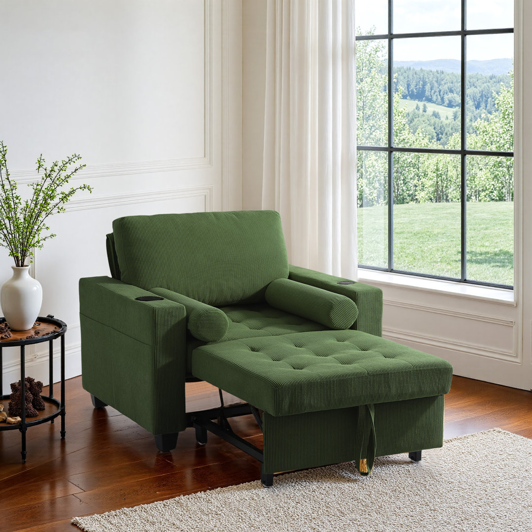 Convertible Sofa Bed Chair 3-In-1 Multi-Functional Sleeper Single Chair Bed With Modern Fabric