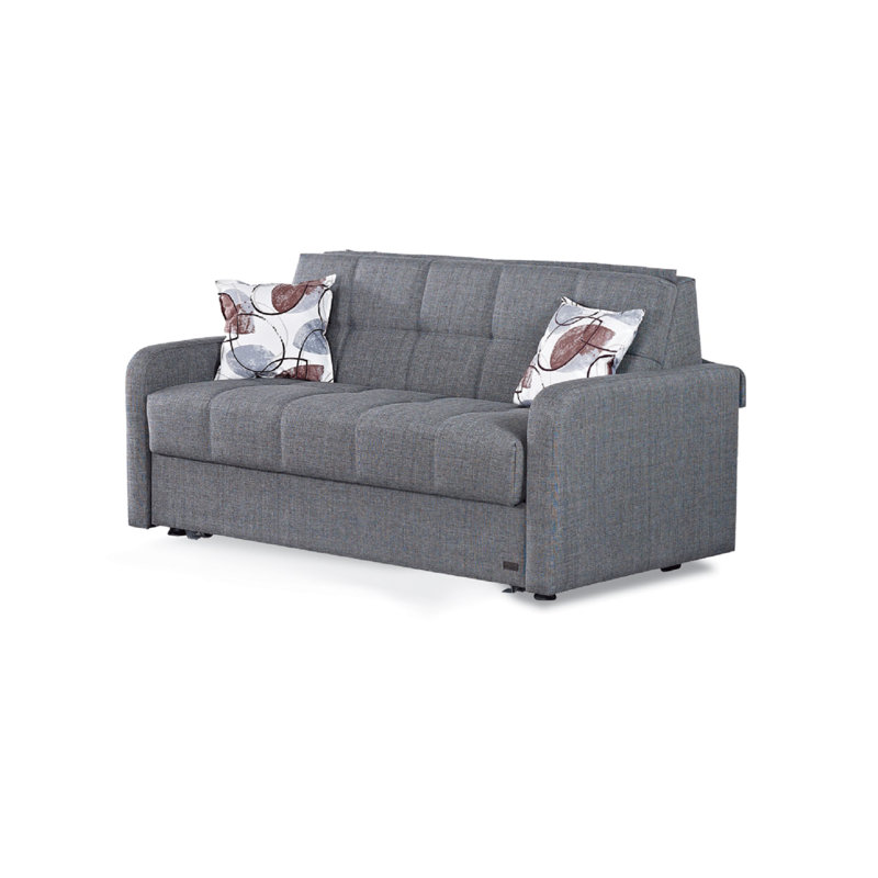 Canapé-lit à accoudoirs carrés en chenille de 74 po Utica, Gris