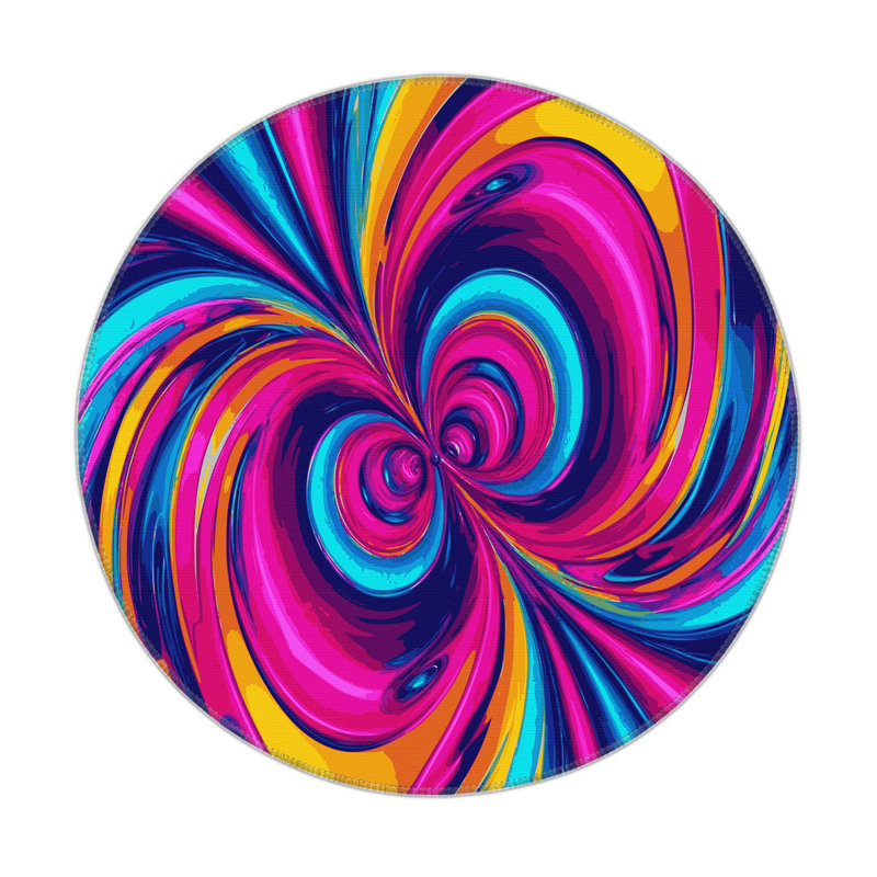 Hypno Tide Indoor And Outdoor Area Rug, Round 5'