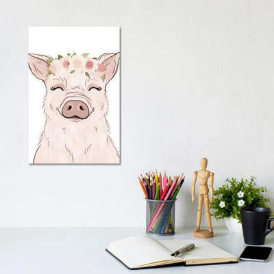 Floral Crown Pig by Katie Bryant - Wrapped Canvas Gallery-Wrapped Canvas Giclée