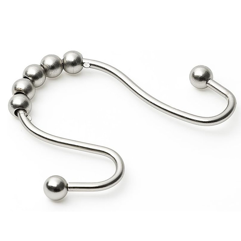 Ensemble de 12 pièces - Anneaux de rideau de douche à double glissement en métal antirouille, Argent