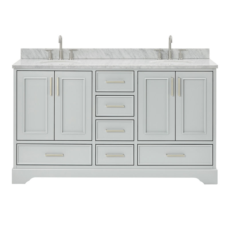 Ensemble de meuble-lavabo double avec dessus Abita 61, Gris