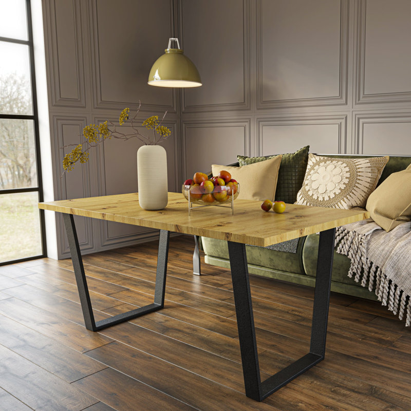 Metal Base Dining Table, 75cm H x 140cm W x 80cm D