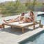 Méridienne double réglable pour l'extérieur avec coussins - Méridienne de patio en bois massif pour la piscine, le jardin ou le balcon-1767570349