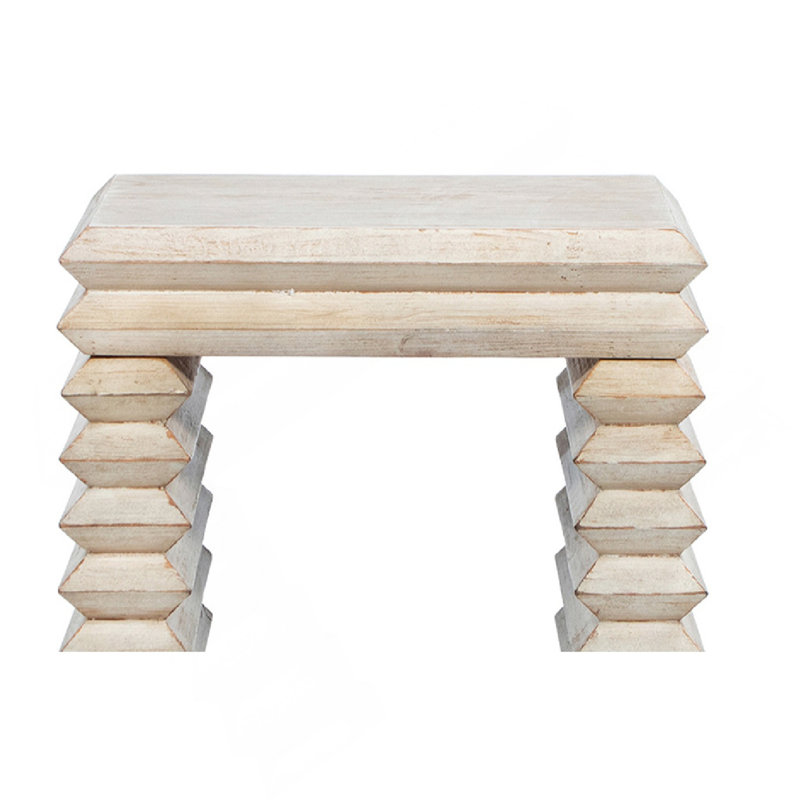 Table d'appoint à cascade géométrique en bois récupéré empilé Veda