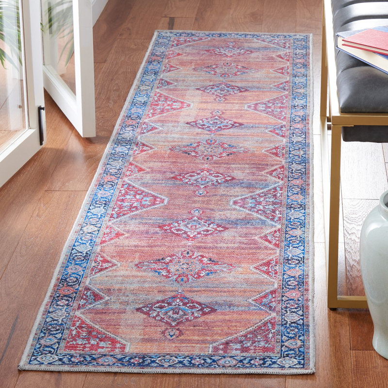 Kingsford Oriental Rust/Navy Area Rug, Runner 2' x 8'