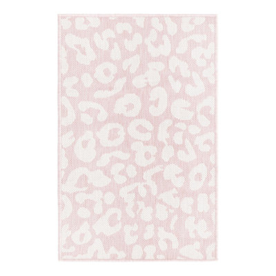 Tapis intérieur / extérieur en polypropylène tissé à la machine rose / beige