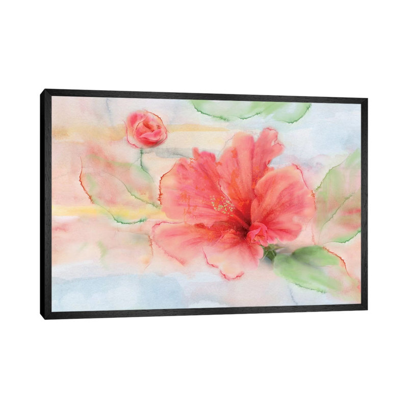 Hibiscus by Nan - Painting on Canvas, Black Framed Canvas, 66.04 cm H x 45.72 cm W