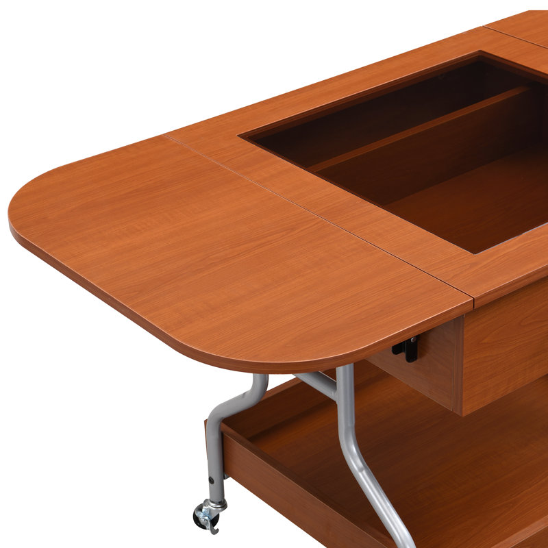 Modern extendable coffee table with drawer & 2-tier storage, metal frame wheeled design for living room