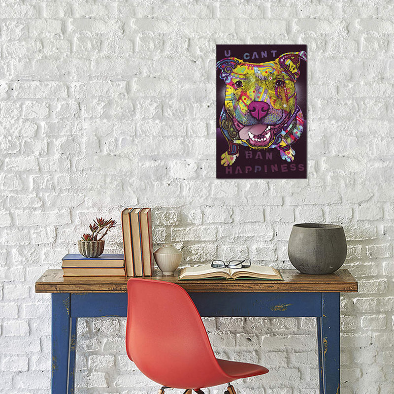 «Dean Impossible Ban Happiness» par Dean Russo, impression sur toile tendue, H 24 po x l 16 po x P 1 po, Blanc