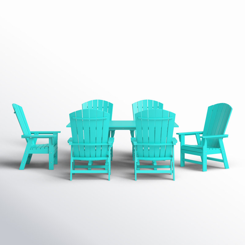 Altura 7-Piece Outdoor All Weather Poly Dining Set, Turquoise