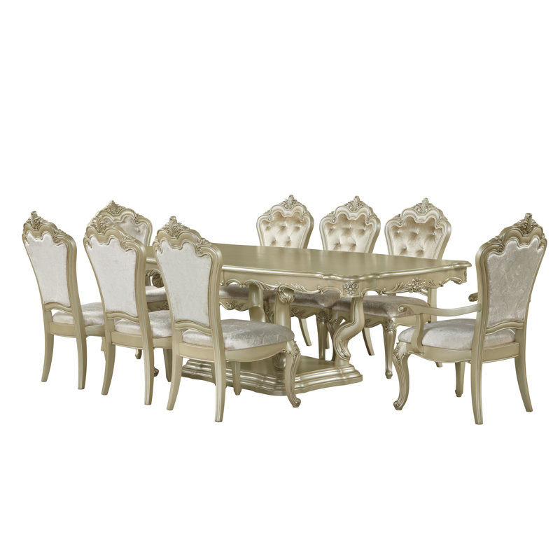 Ensemble de salle à manger extensible Monique, 9 Pieces: Table, 8 Chairs