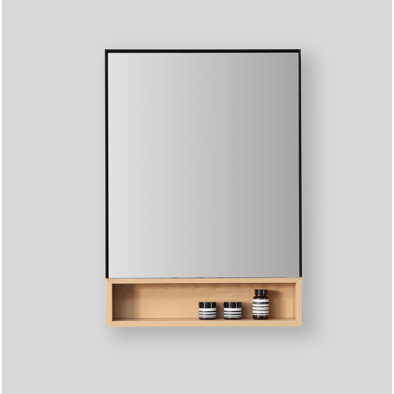 Bergen 24" Medicine Cabinet, Matte Black/Whitewash Oak