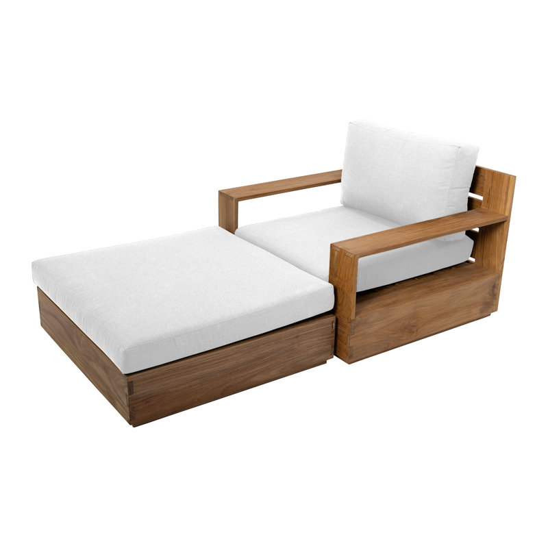 Fauteuil club avec repose-pieds Pacific Teak, Blanc / Blanc