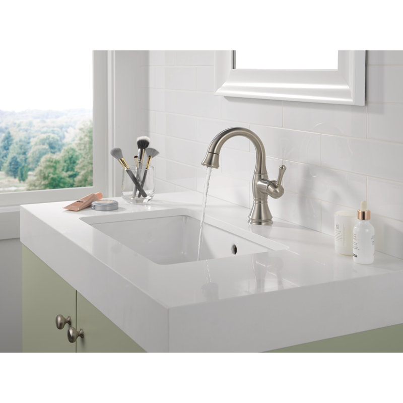 Cassidy Single Hole Pull Out Sprayer Bathroom Faucet, Single Handle Bathroom Sink Faucet, Silver