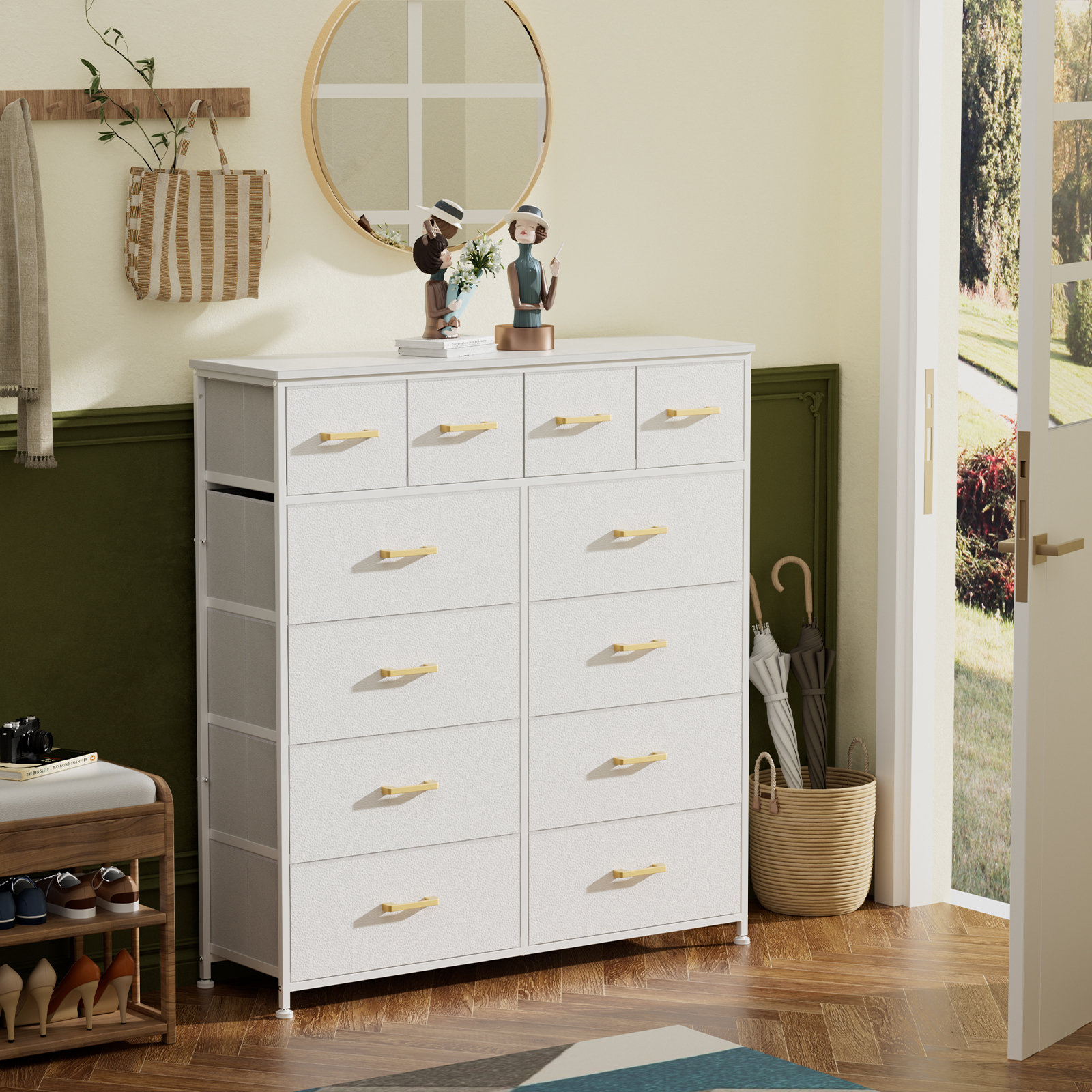 Ebern Designs Orik Nightstand with 2 Drawers, Small Dresser, Night Stand  with 2 Fabric Drawers & Reviews