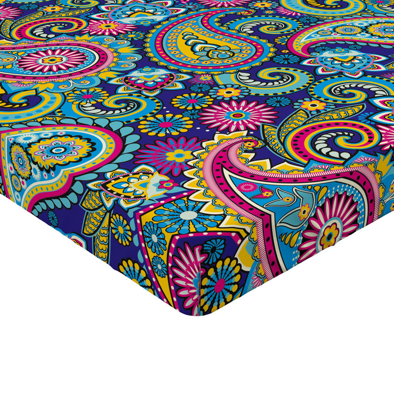 Drap-housse orange Ambesonne, Rose / bleu / cachemire jaune, Drap-housse pour lit simple TG