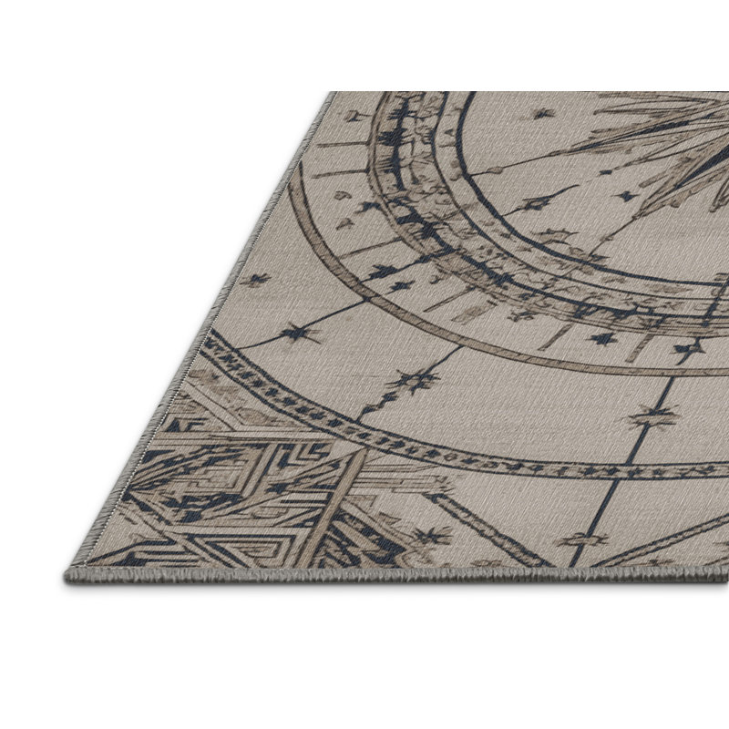  Tapis nautique à motif d'étoiles lavables, Rectangulaire 8 pi x 10 pi