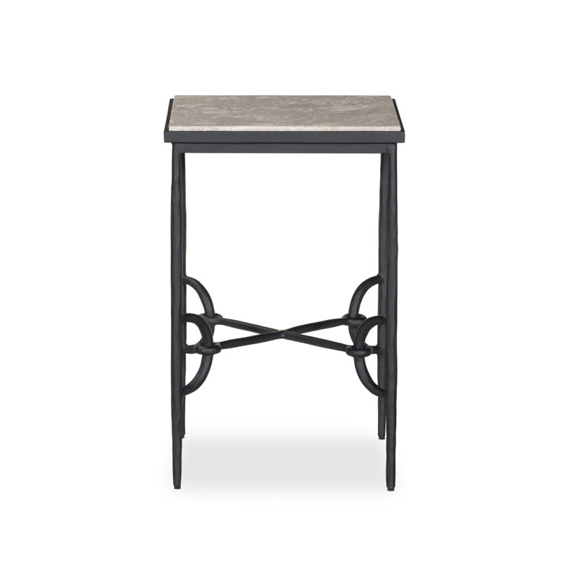 Babylon Small End Table-Lunar Marble, 20" H x 13" W x 13" D, Lunar Marble