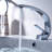 Modern Bathroom Tap - Single Hole Basin Faucet With Nickel Finish And Side-121598779