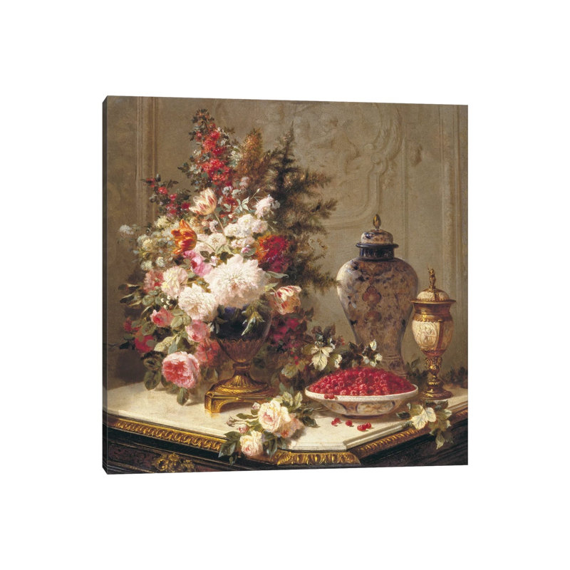 Tulips And Other Flowers by Jean Baptiste Robie - Wrapped Canvas Print, 30.48 cm H x 30.48 cm W