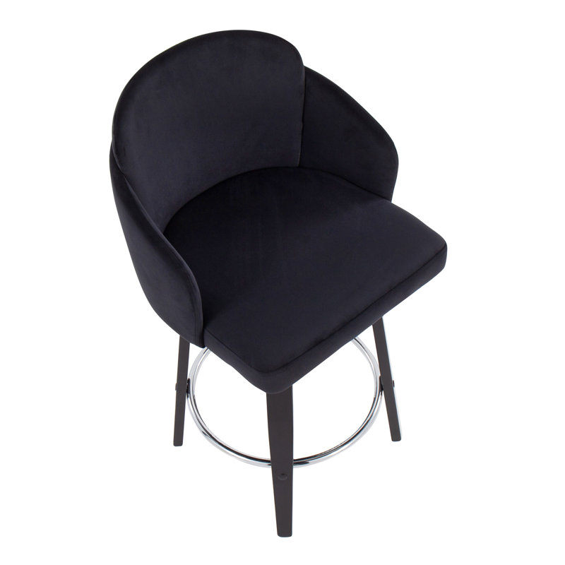 Tabouret tournant 25 "Violetta, Noir, Velours noir