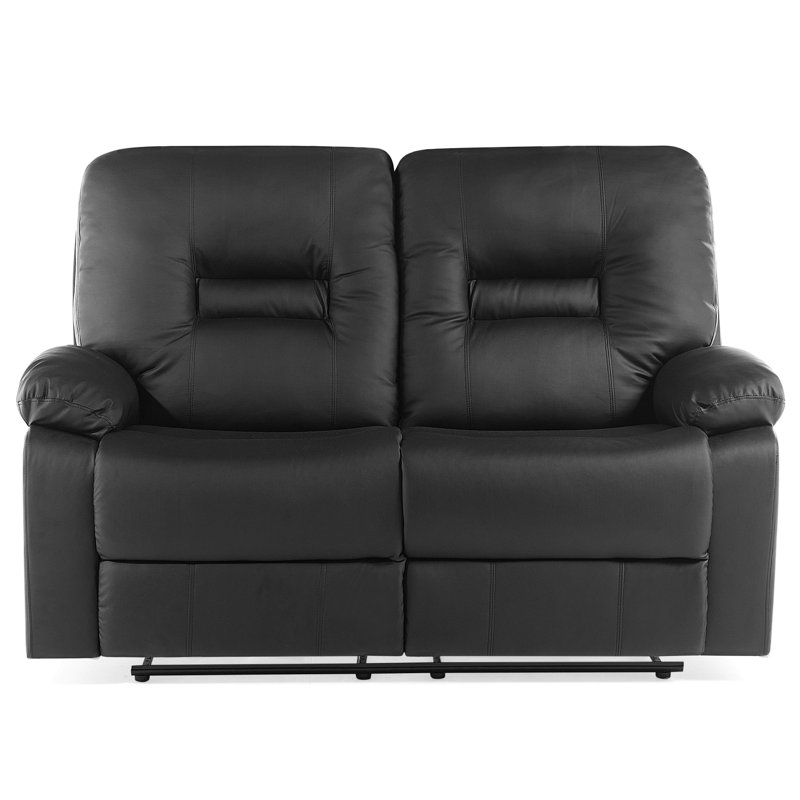 Bergen Faux Leather Reclining Loveseat, Black