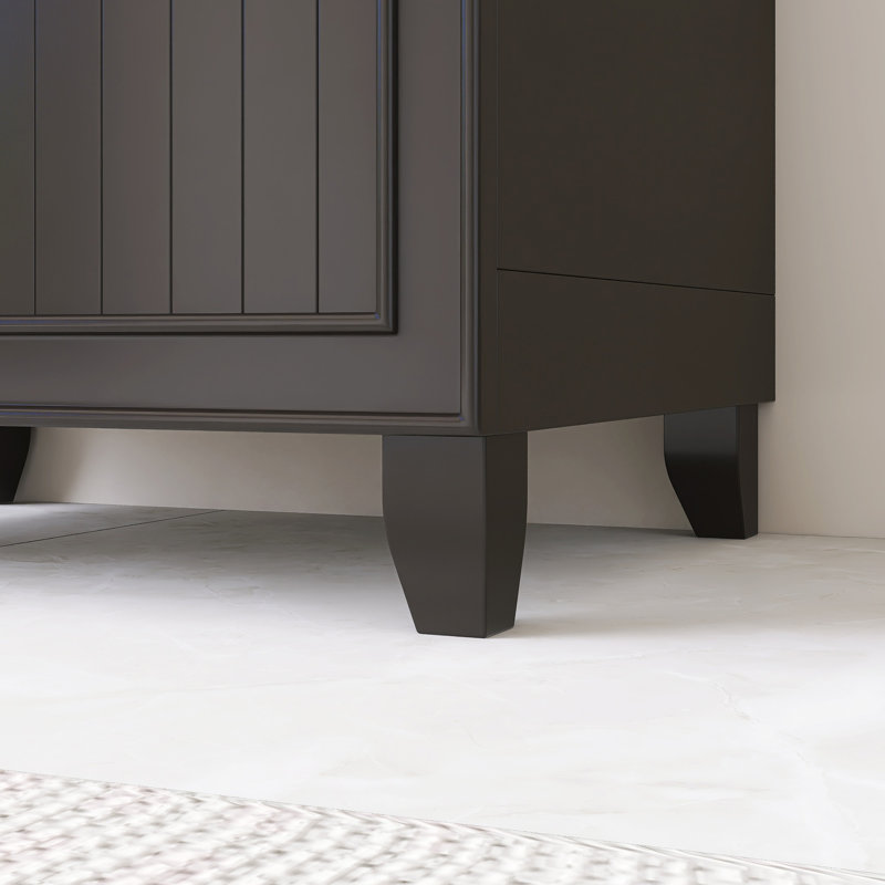 Meuble-lavabo simple autoportant 24 po avec plateau intégré en céramique blanche 24 po, Noir