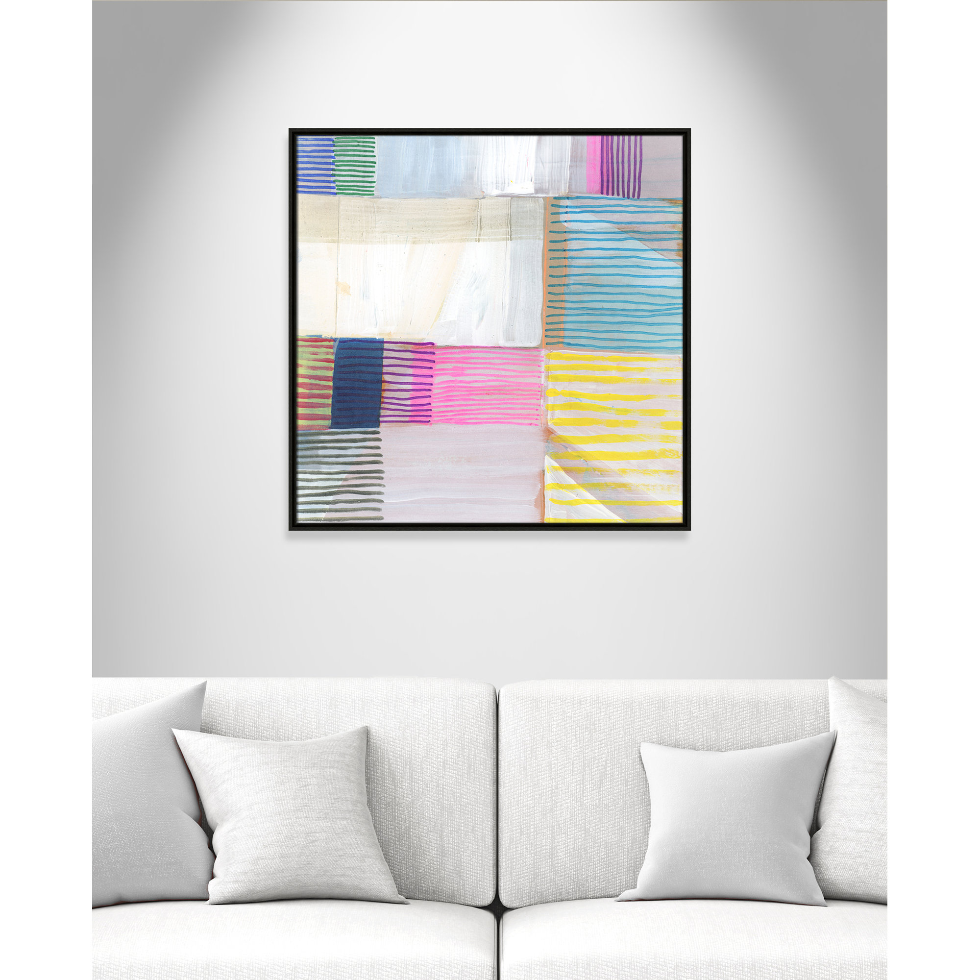 Bright Net III by Cartissi - Floater Frame Painting on Canvas, 31.5" H x 31.5" W x 2" D, Espresso Framed