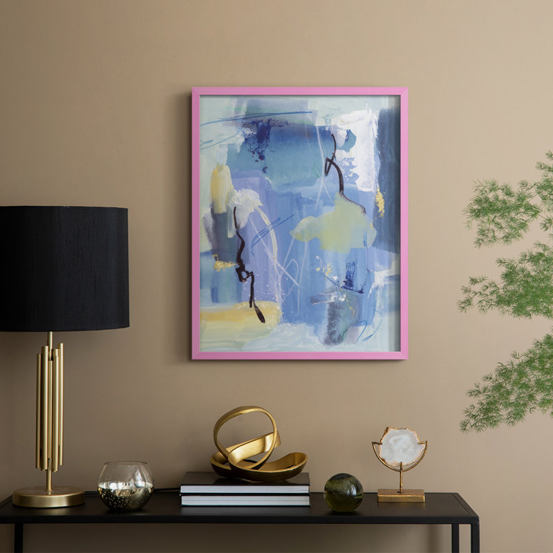 «The Whispering Sea I», reproduction encadrée - bois massif, H 11 po x l 9 po, Rose