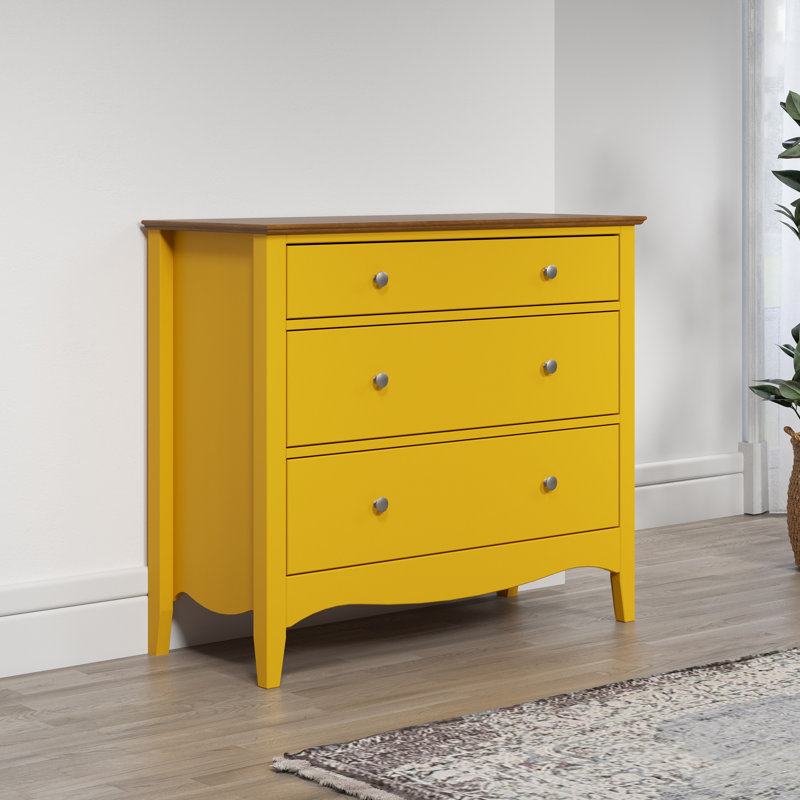 Delrick 3 - Drawer Chest of Drawers, Yellow/Brown