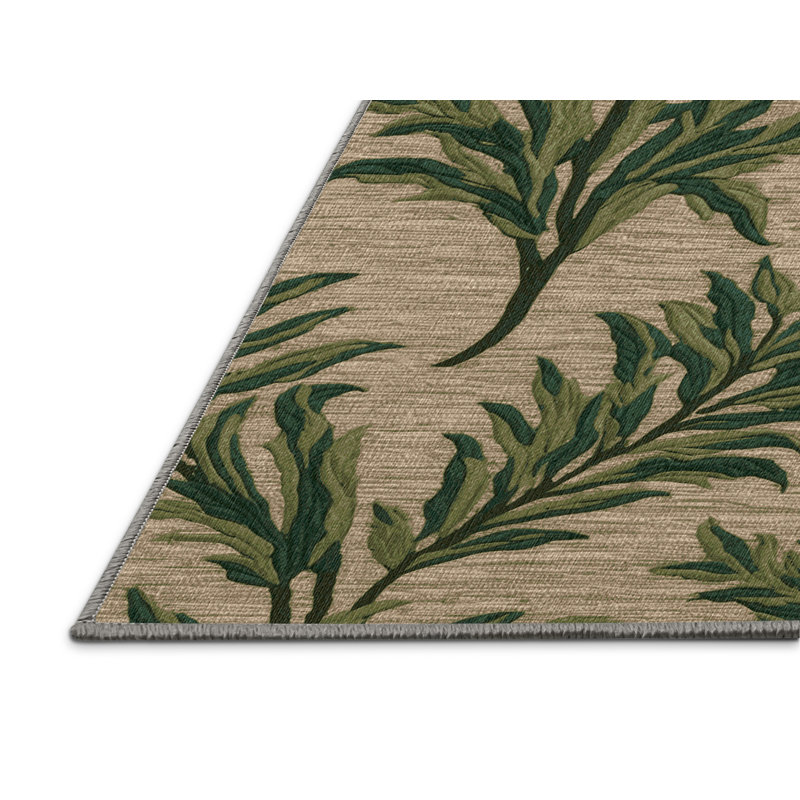 Washable Lambs Quarters Vegetables Area Rug, Square 7'