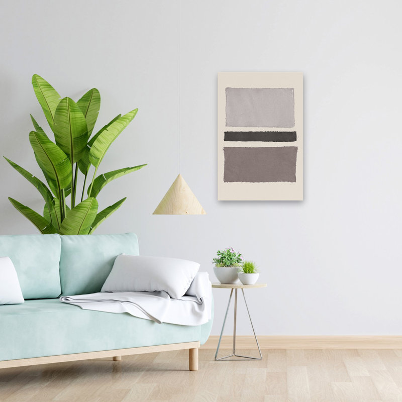 Mid-Century moderne et minimaliste peint tissage iv neutre, H 24 po x l 16 po