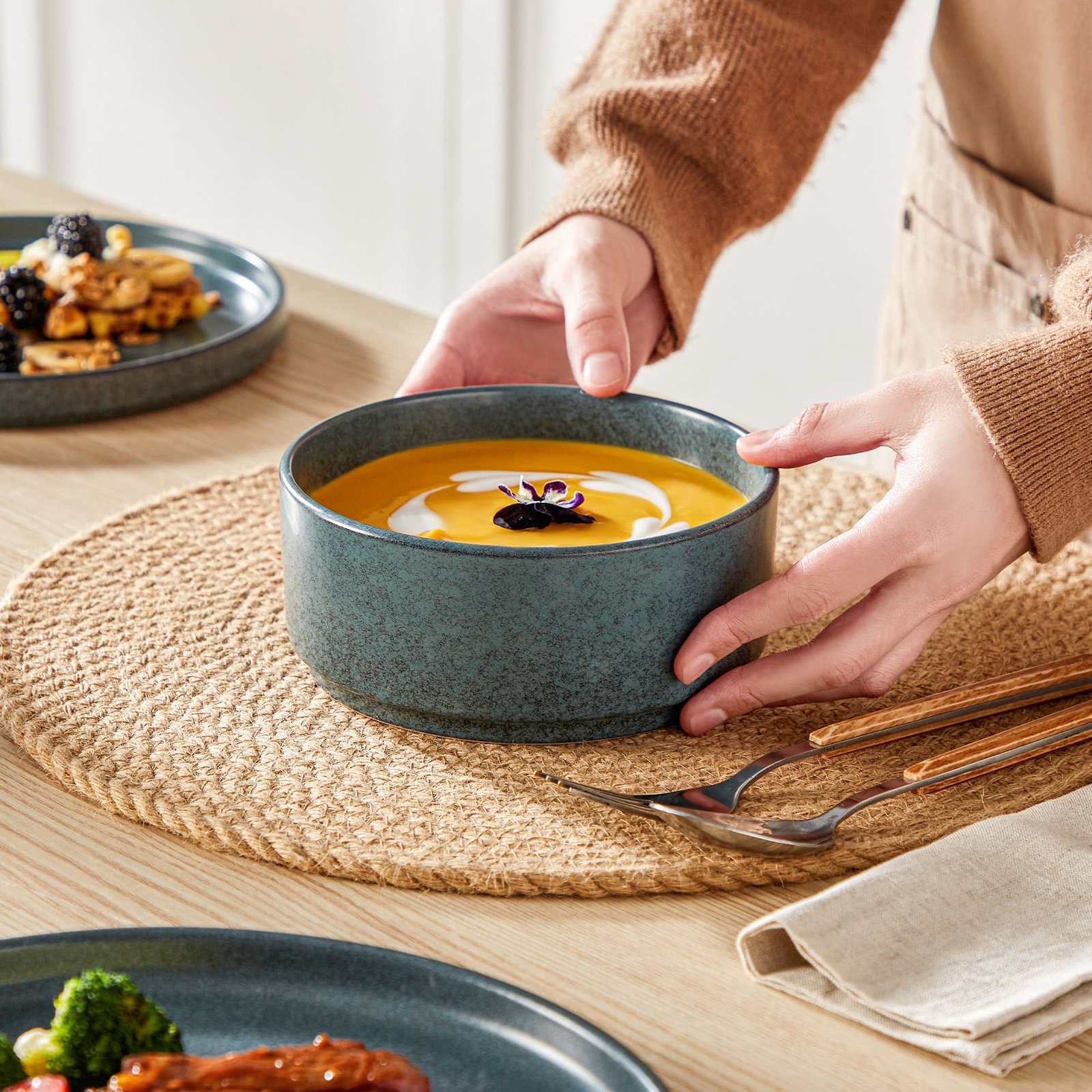 Ceramic Dinnerware Set, Blue