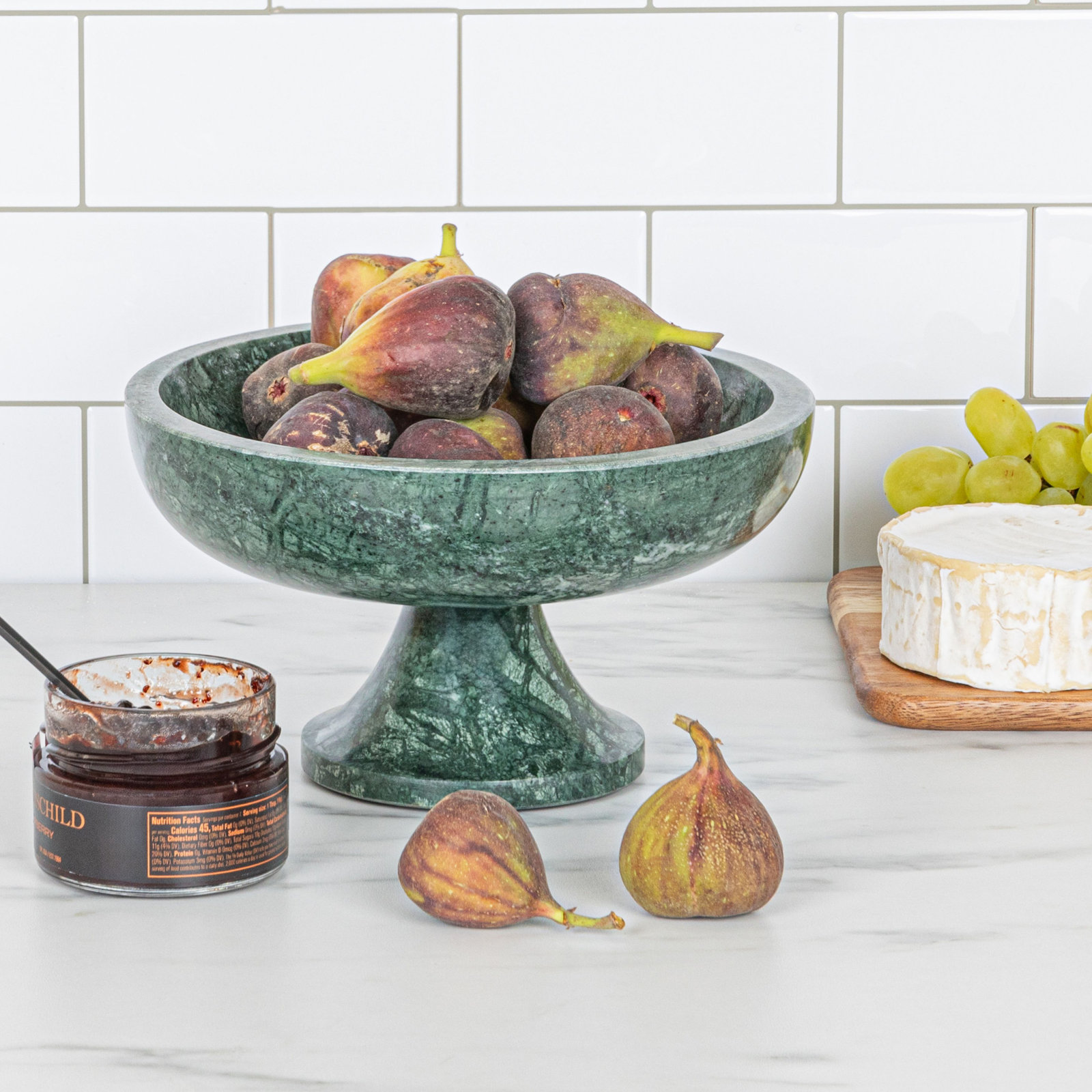Adelphine Marble Serving Bowl, Green