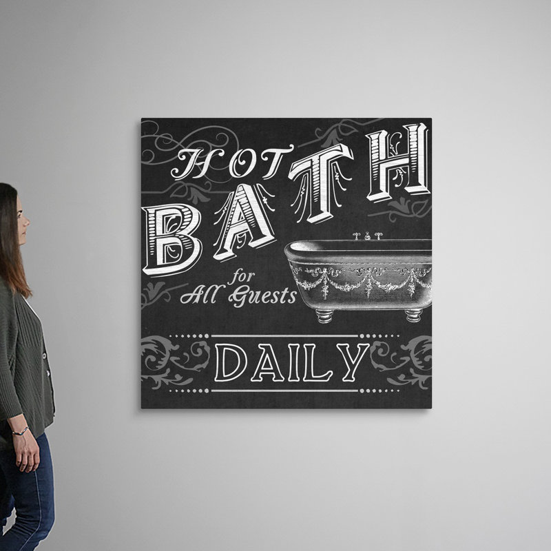 «Chalkboard Bath Signs II», reproduction d'impression sur toile, Toile tendue, H 48 po x l 48 po x P 1,25 po