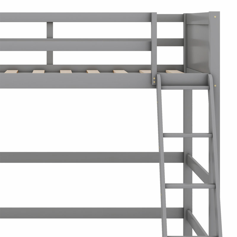 Lit mezzanine en bois massif avec échelle