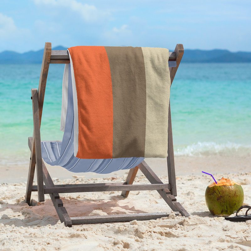 Beach Towel, Orange/Gold/Cream, Polyester/Cotton