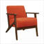 Fauteuil d'appoint orange moderne pour adultes, siège d'appoint à structure en bois massif pour la chambre à coucher du salon