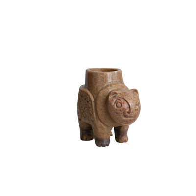 Global Carved Soapstone Animal Tealight Candle Holder