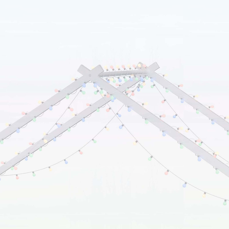 Lit plateforme avec bandes lumineuses à DEL, structure en fer en forme de toit, Simple, Blanc