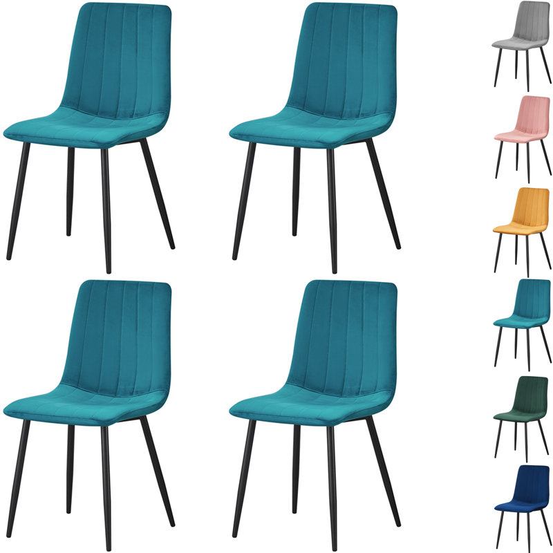 Upholstered Velvet Dining Chair, Turquoise