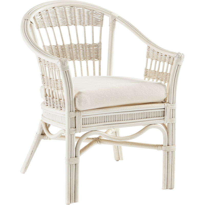 Wittig 16'' H Upholstered Armchair, Jasmine Antique Stripe, Whitewash