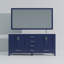 Meuble-lavabo double bleu marine 72 po X P 22 po D, comptoir en quartz blanc, ensemble de robinet et Miroir-477648700