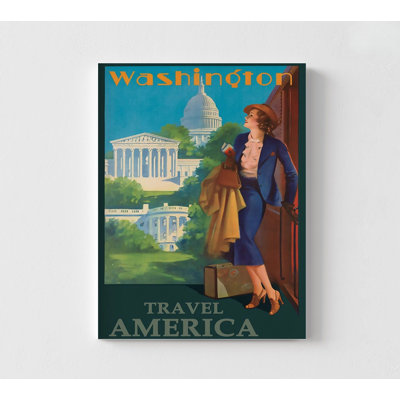 Affiche de voyage de Washington DC, affiche rétro de Washington DC, art mural rétro USA Capital, très grand restaurant, décoration rétro