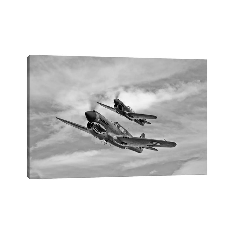 Two Curtiss P-40 Warhawks In Flight Near Nampa, Idaho by Scott Germain - Wrapped Canvas Print, 20.32 cm H x 30.48 cm W