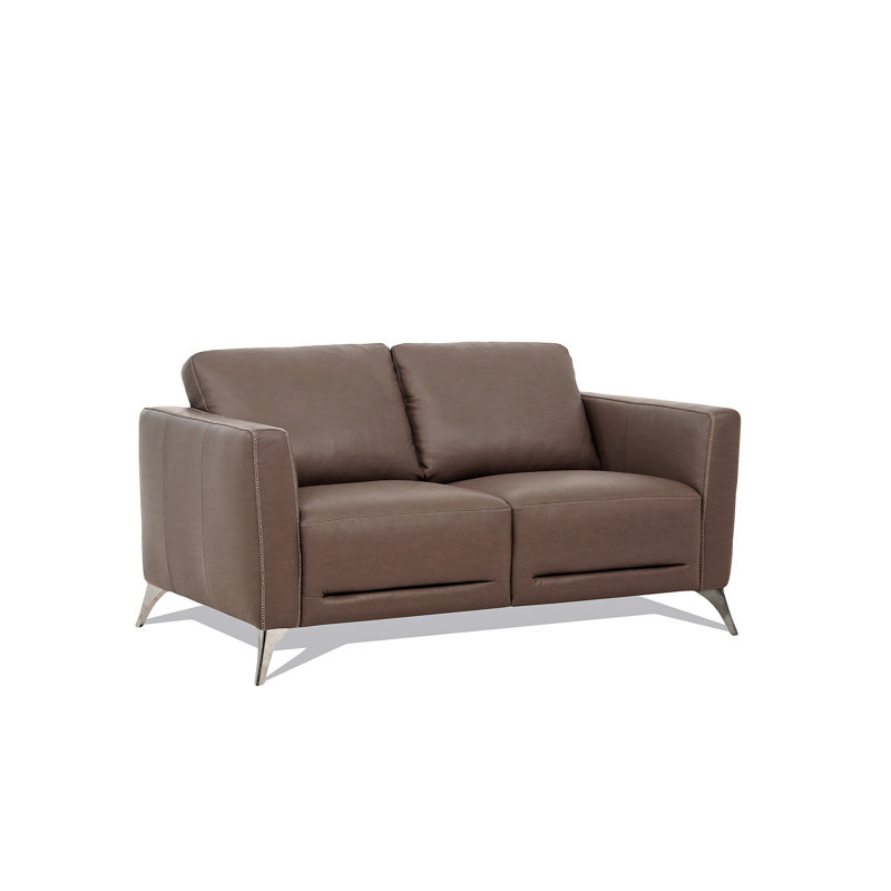 Causeuse en cuir taupe de Malaga (assemblée)