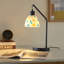 Ensemble de 2 lampes de table modernes avec abat-jour en verre incrusté de coquillage coloré, lampes de chevet en métal noir avec interrupteur en ligne, ampoules DEL E26 incluses