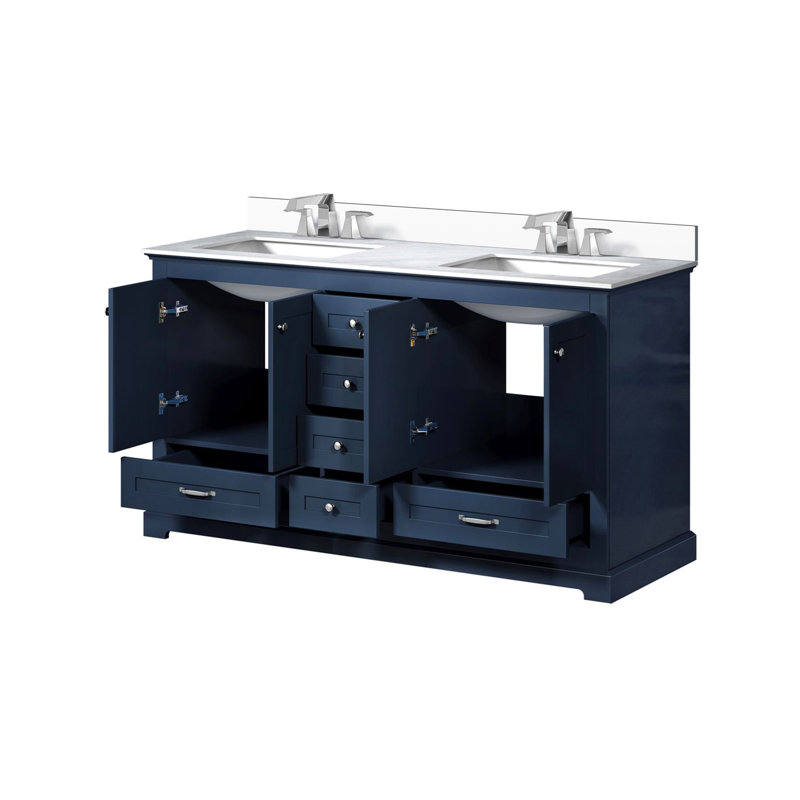 Meuble-lavabo double avec plateau en marbre de culture