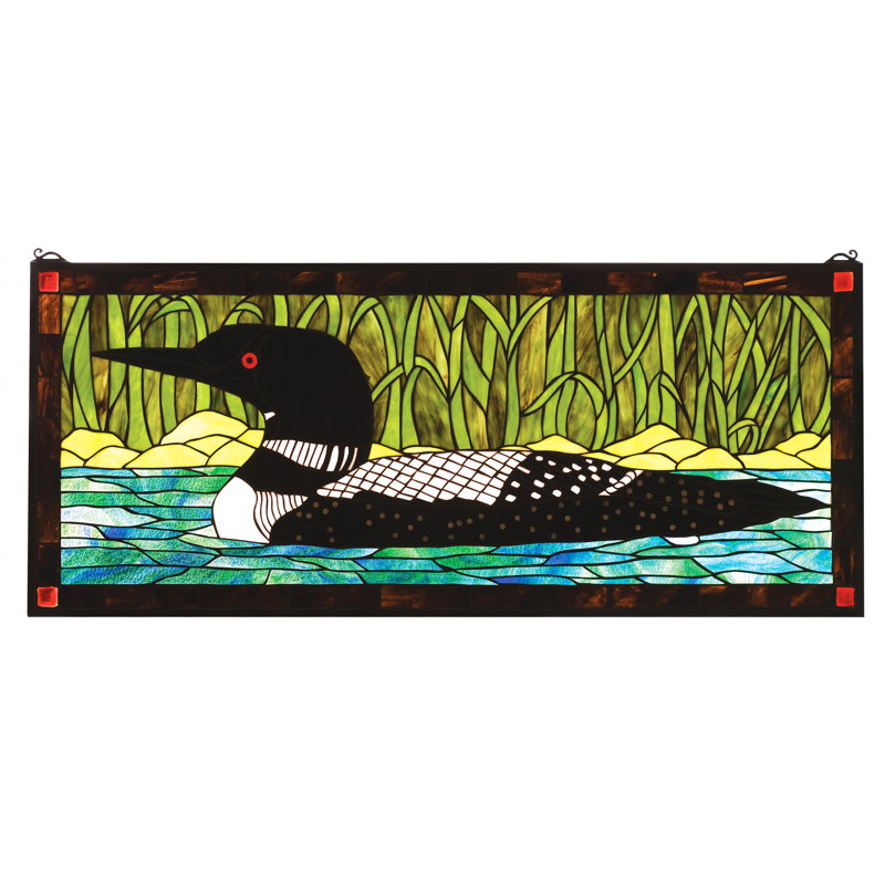 Lodge Tiffany Loon Stained Glass Window